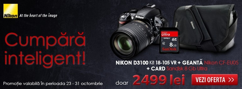 Nikon D3100 + Nikon 18-105mm f/3.5-5.6G AFs VR + Nikon Geanta